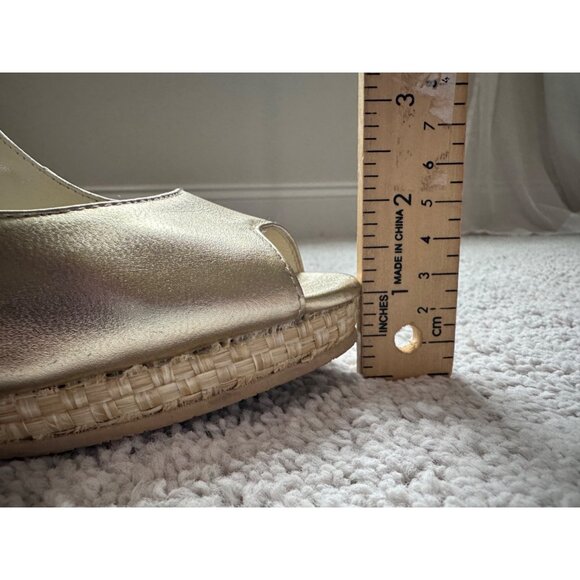 Lilly Pulitzer Size 9 Gold Metallic Kristin Wedge Peeptoe Sandal - Picture 14 of 16